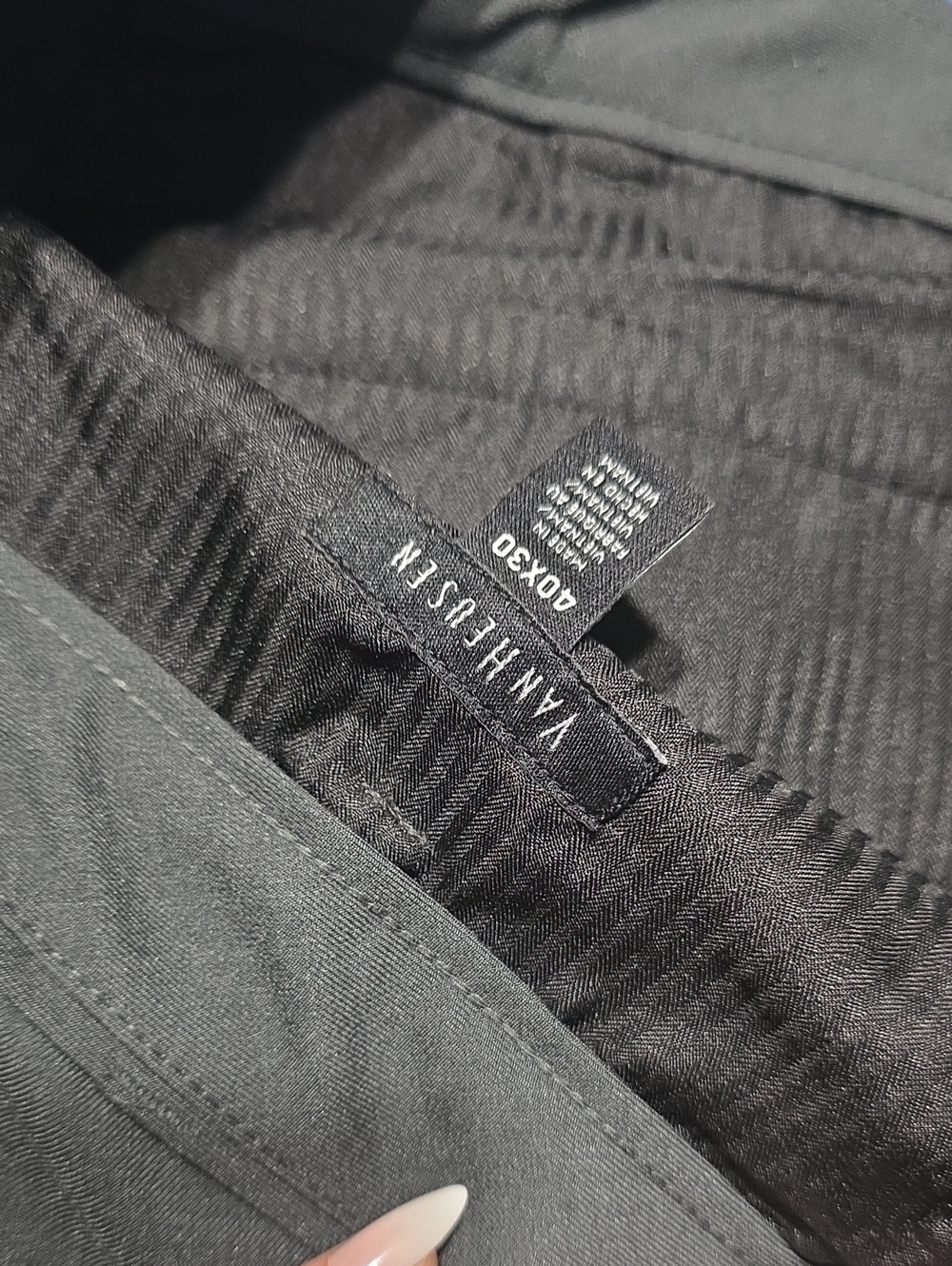 Van Heusen Black Herringbone Dress Pants Wrinkle Free 40x30